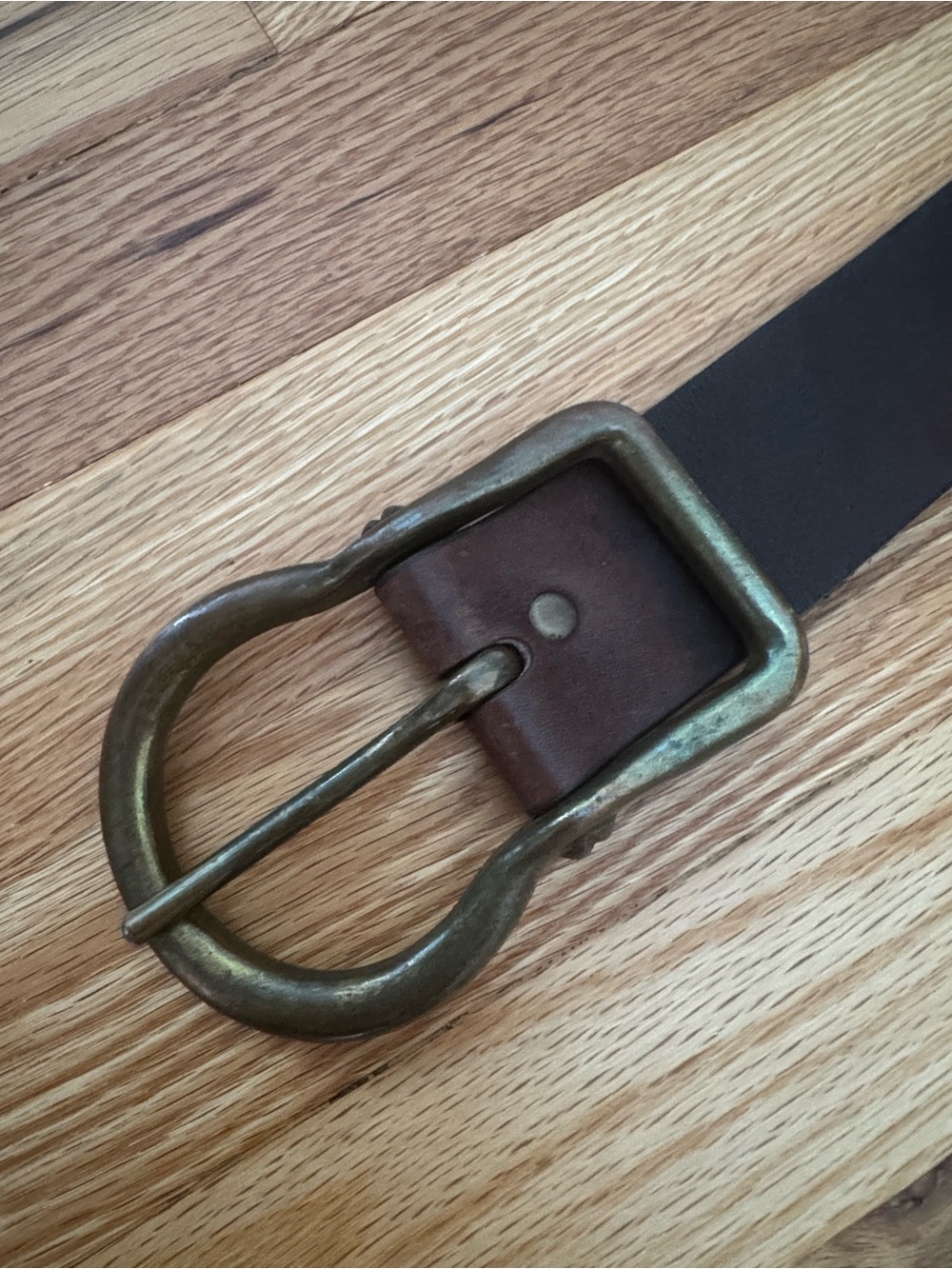 Men's ibex of England, Vintage Brown Leather Belt, Equestrian Brass Buckle
